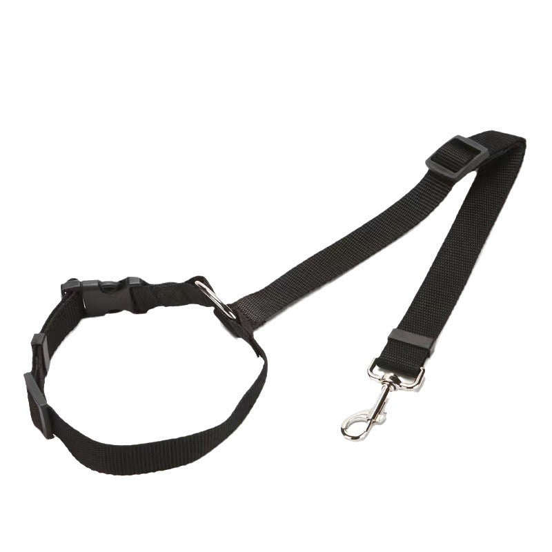 Adjustable headrest car safety lead for dogs in black polyester