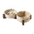 Marble Pattern Ceramic Pet Bowl with Acacia Wood Stand in Water or Slow Feeder Style