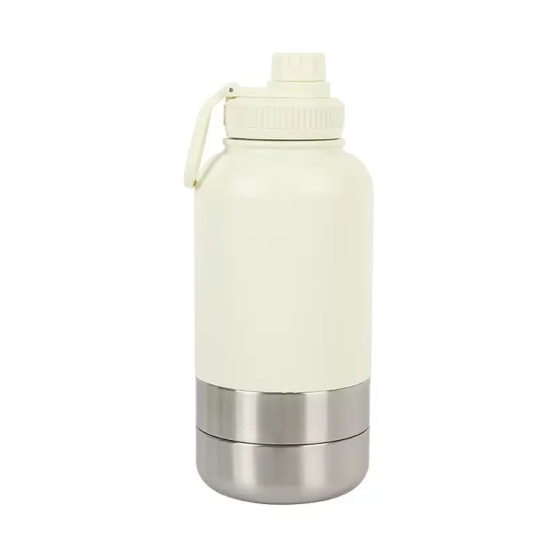 3-in-1 Portable Insulated Pet Water Bottle and Double-Layer Bowl, 32oz Stainless Steel
