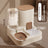 Cat Double Bowl Set with Water Dispenser, Ceramic or Steel