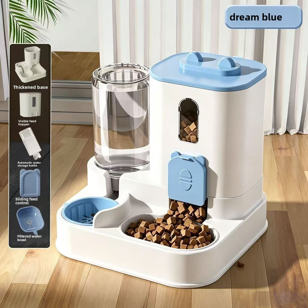 2-in-1 Pet Feeder and Water Dispenser with Food Bowl and Water Bowl, No Power Needed