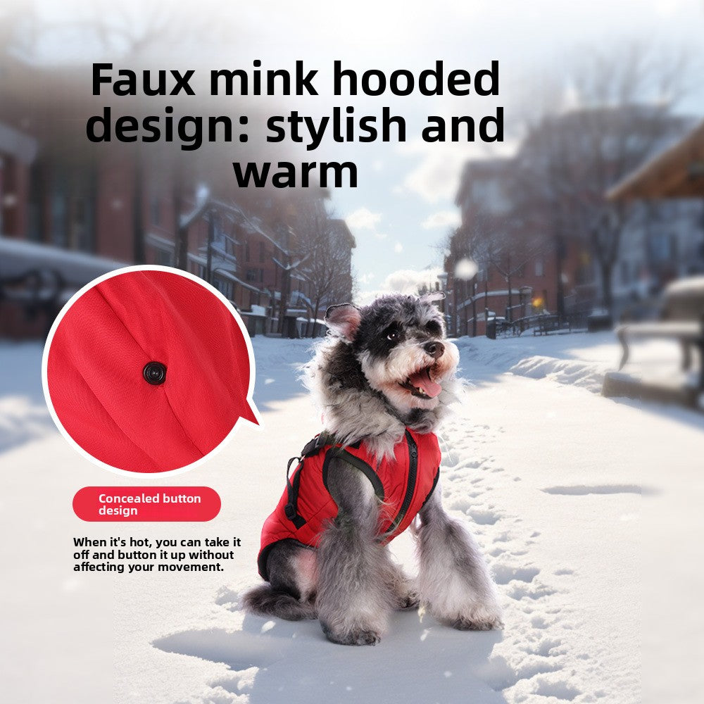 Padded dog coat with faux fur collar, available in 4 colours, image 3