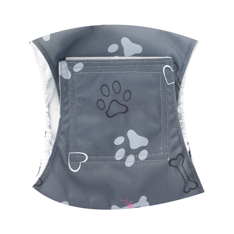 Washable male dog nappy with absorbent pad pocket in Assorted, close-up detail