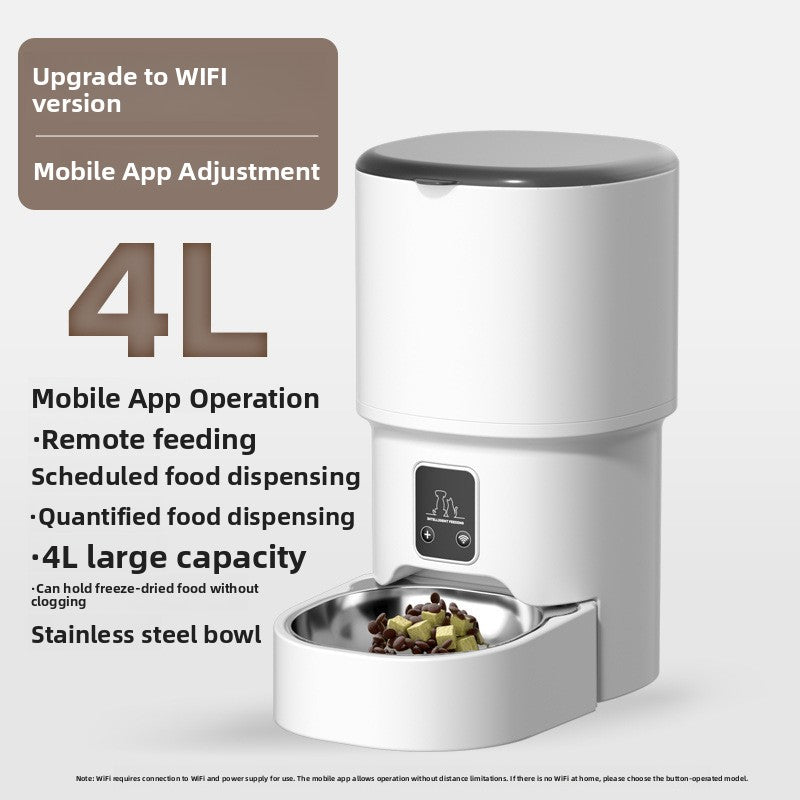 Automatic Pet Feeder with Wi-Fi Remote Control, Timed Feeding and Portion Control