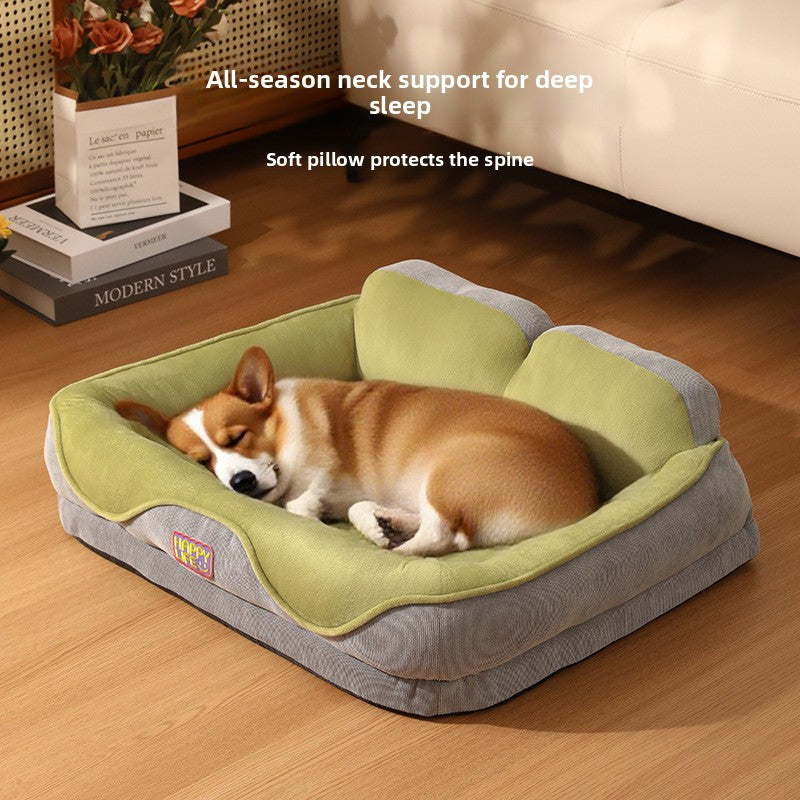 Raised pet bed with built-in neck pillow, photo 1 of 14