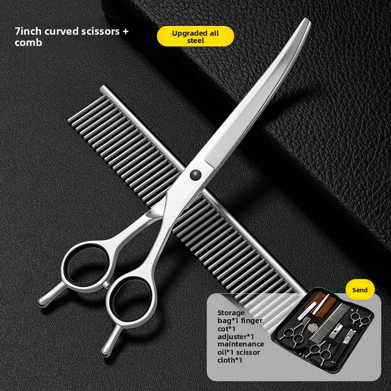 Stainless steel pet grooming scissors with comb and care kit