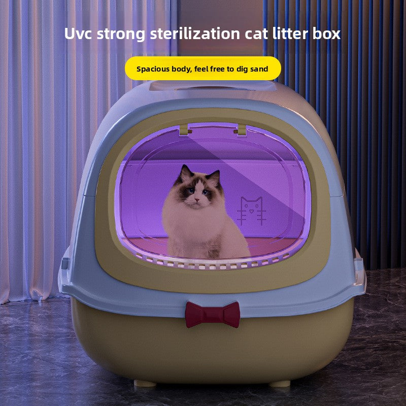 Modern Enclosed Cat Litter Box with Butterfly Entrance, UV Option