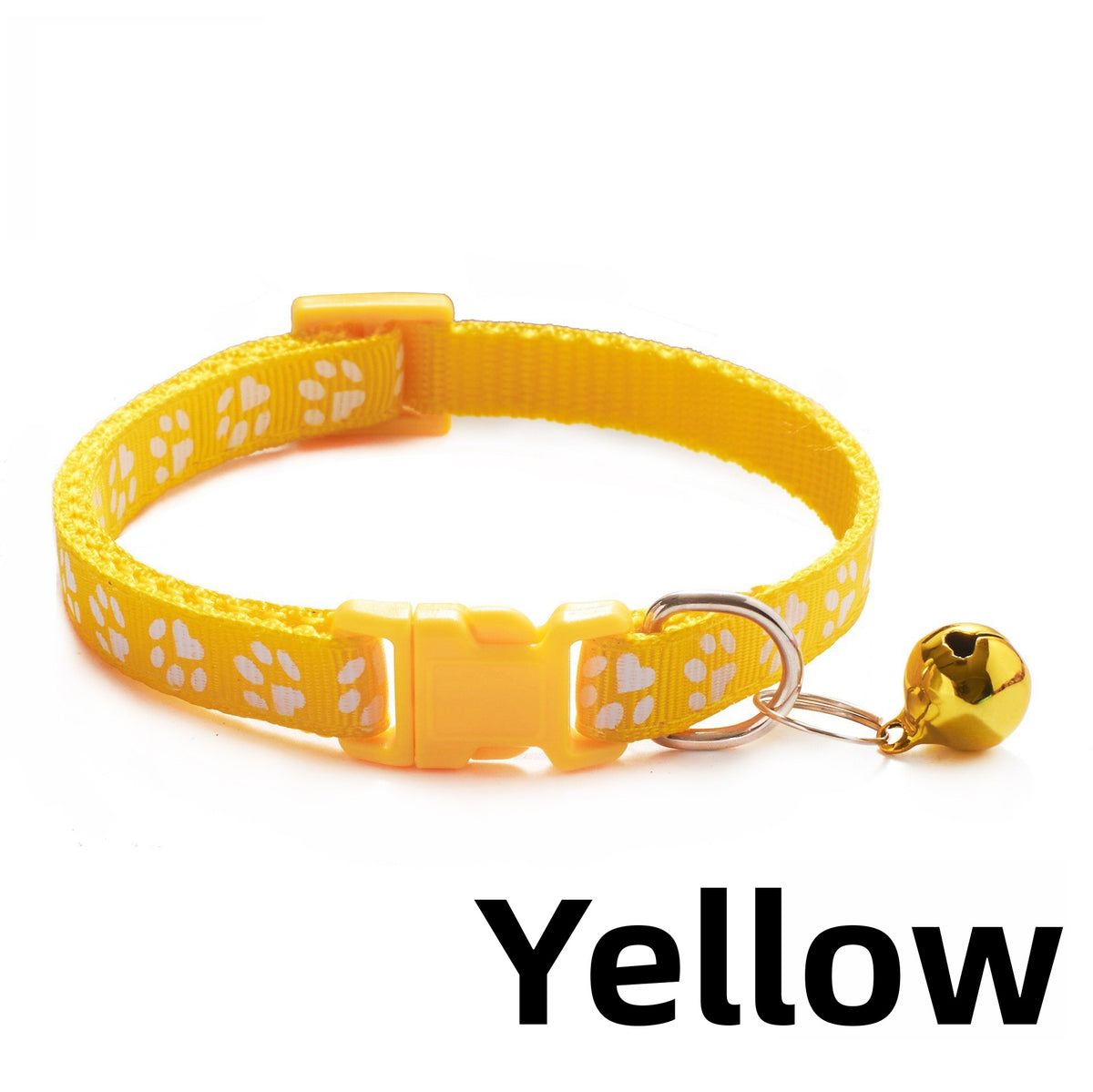 Elastic nylon cat collar with bell and paw print patch, product image 4