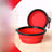 Collapsible pet travel bowl with clip in Peach Pink, top view