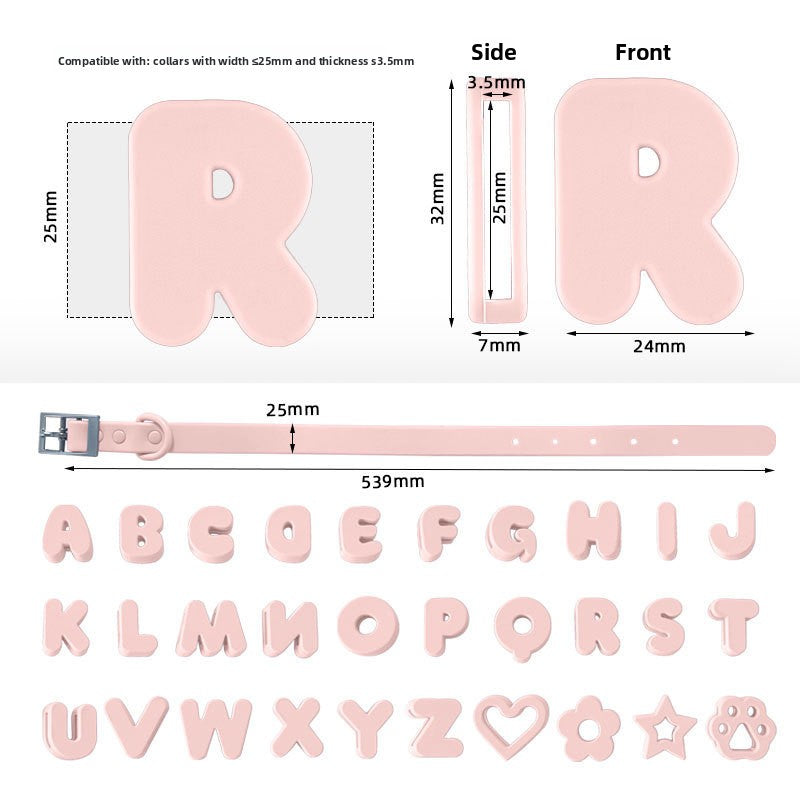 Personalised silicone pet collar with letters, ideal for everyday use