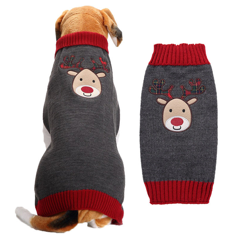 Grey Christmas reindeer knitted dog jumper, in Grey Reindeer, sizes 2XS to 2XL, image 9