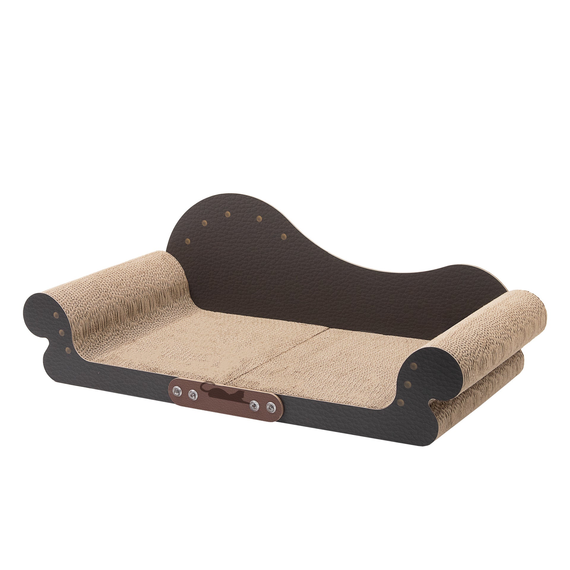 Extra large sofa style corrugated cat scratching lounger, view 2