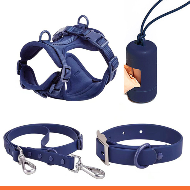 Reflective PVC vest harness for small and medium dogs on a wet walk