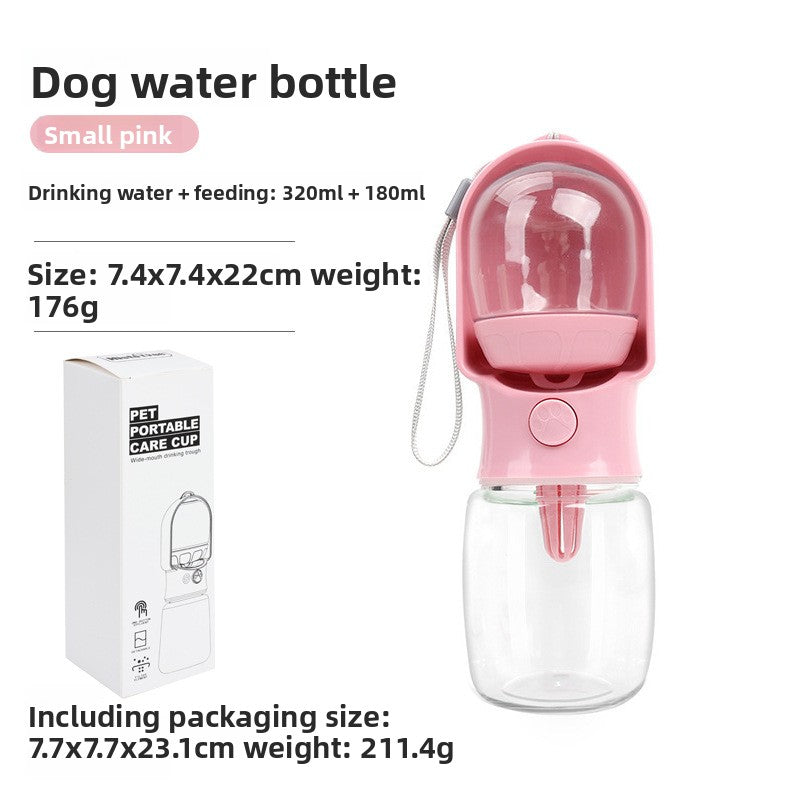Portable Dog and Cat Outdoor Water Bottle with Feeding Area, Leak-Proof, 320ml or 500ml