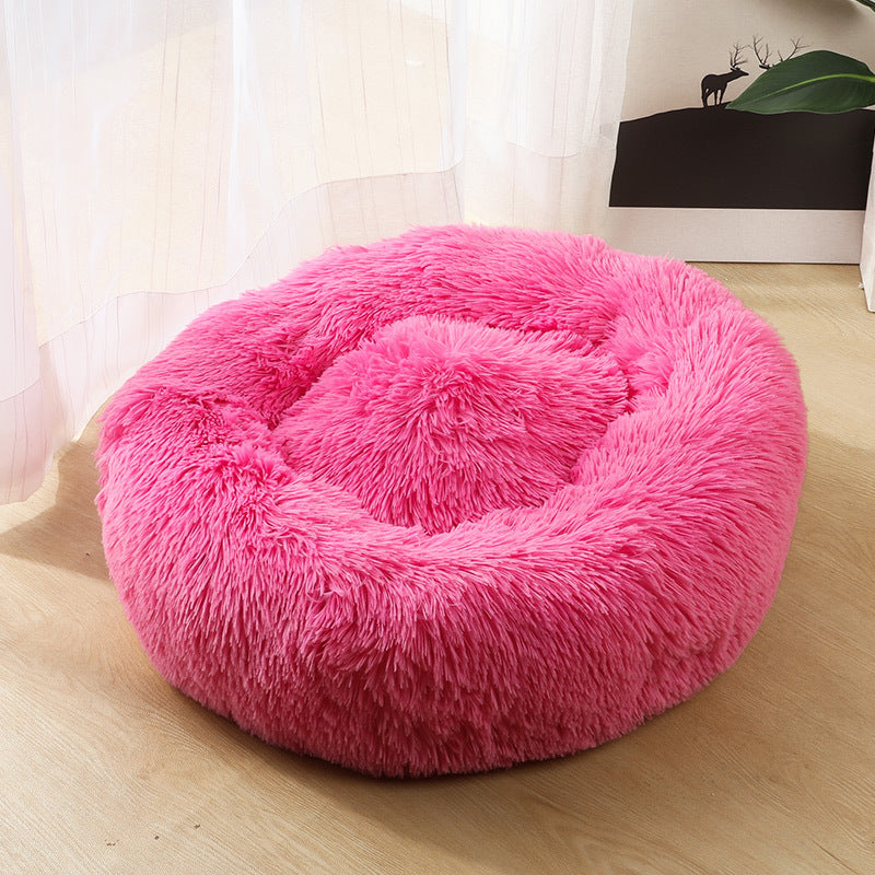Tie Dye Round Plush Pet Bed for Cats and Small Dogs