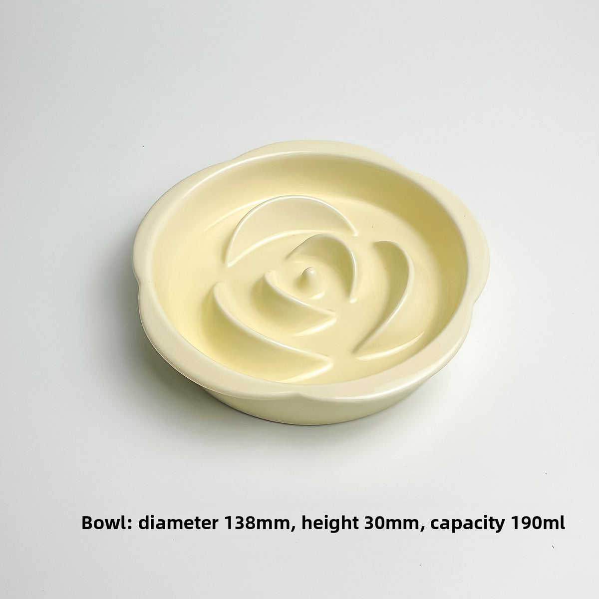 Slanted Ceramic Cat Bowl with Flower Design and Optional Stand for Neck Comfort