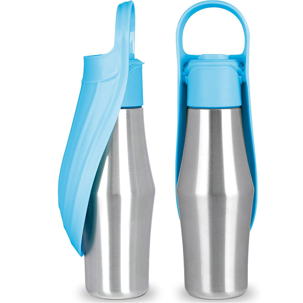 Insulated 750ml stainless steel dog water bottle with bowl, product image 6
