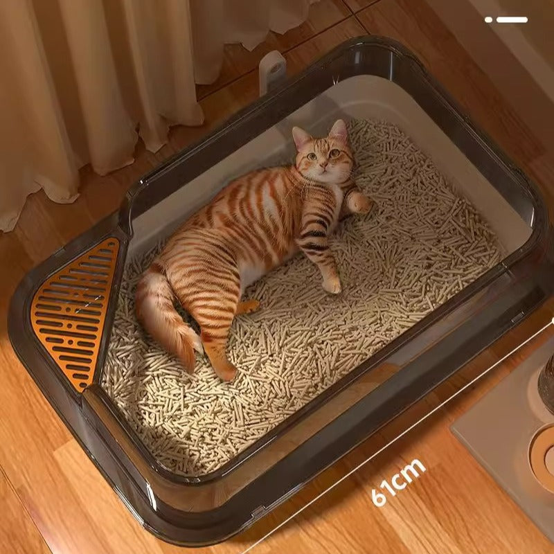 Extra Large 61cm Semi-Closed Cat Litter Box, Anti-Splash