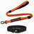 Shock absorbing dog lead and matching collar set in black
