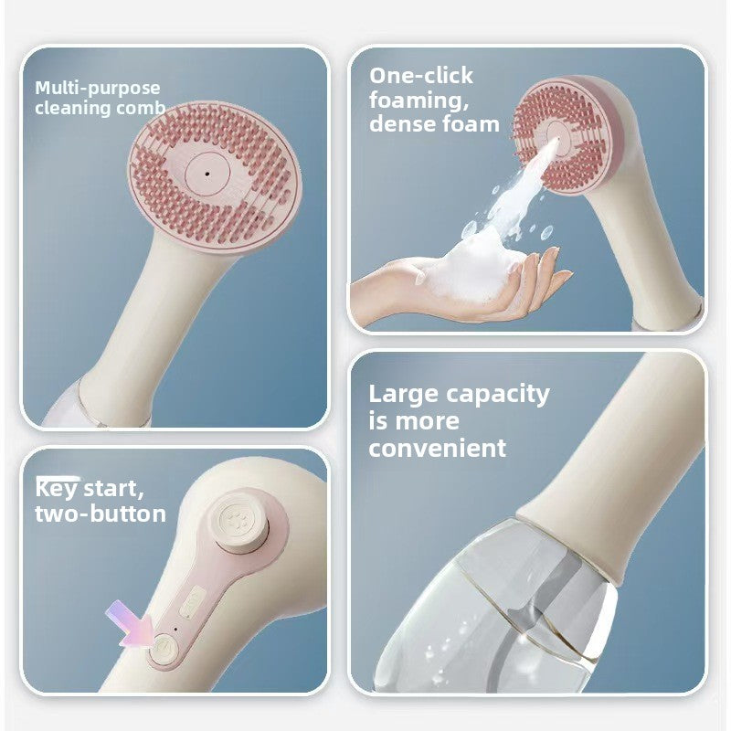Handheld Electric Bubble Brush for Pet Bath Time, Foaming Comb
