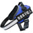Reflective dog harnesses shown in seven bright colours