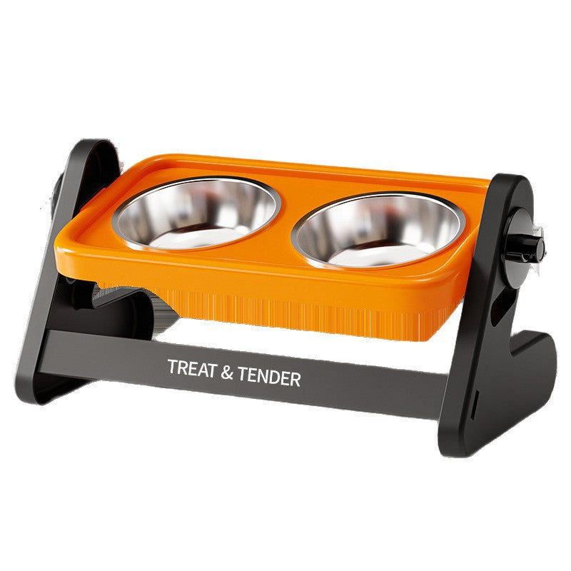 Adjustable Height Stainless Steel Pet Bowl, Single or Double Raised Feeder in Two Colours