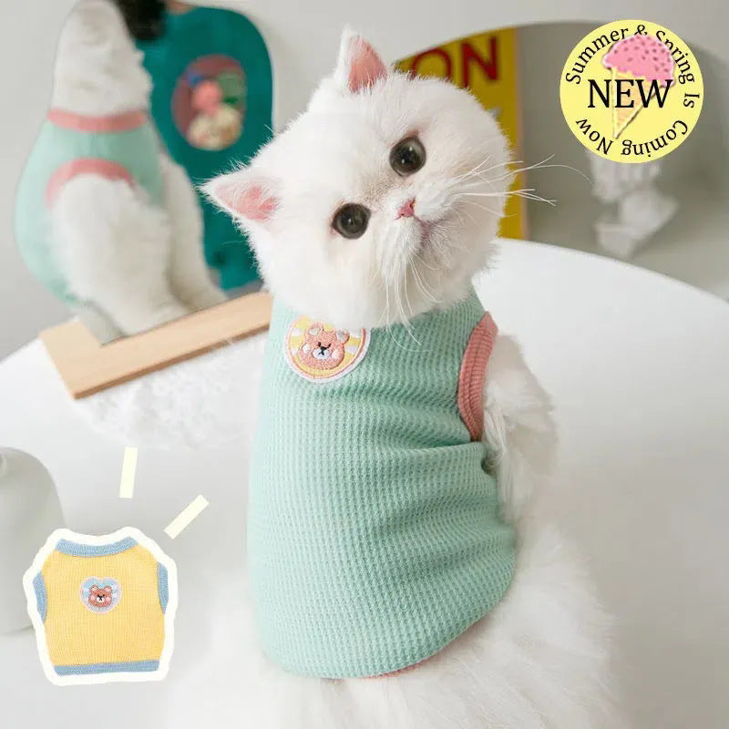 Lucky cat and bear print vest for pets for dogs and cats, image 7
