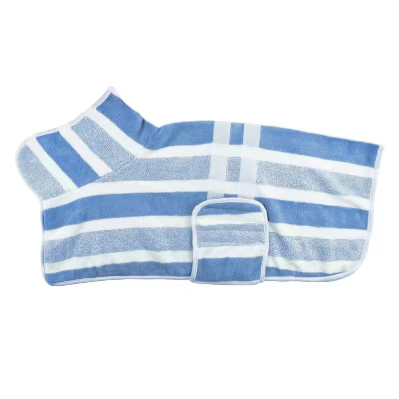 Striped coral fleece dog bathrobe, available in 5 colours, image 8