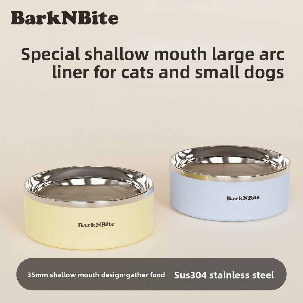 Stainless Steel Inner Slow Feeder Bowl with Weighted Anti-Spill Base for Small Pets