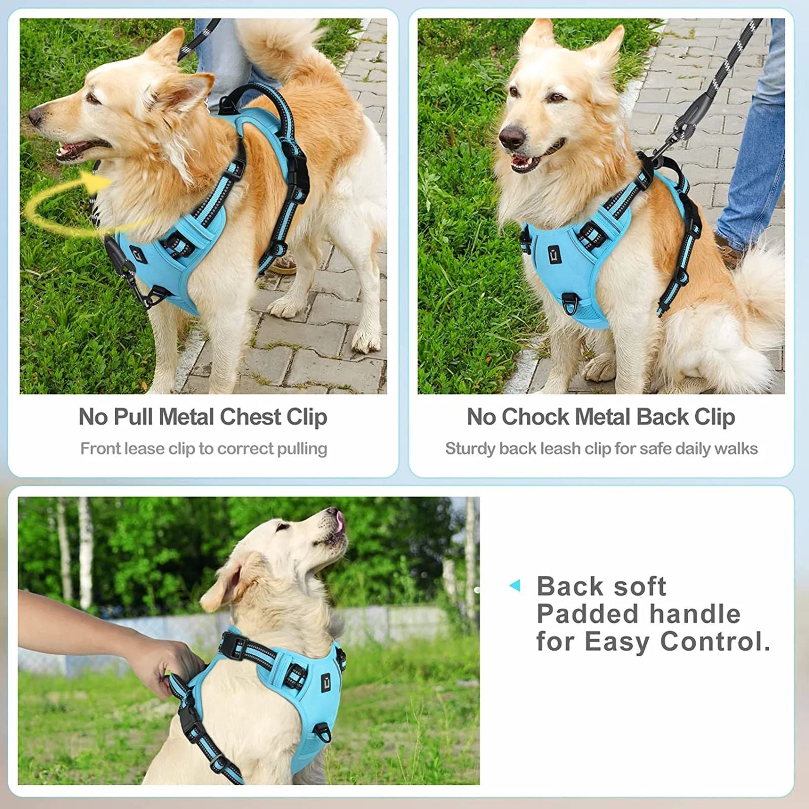 No-pull soft padded dog harness, ideal for everyday use