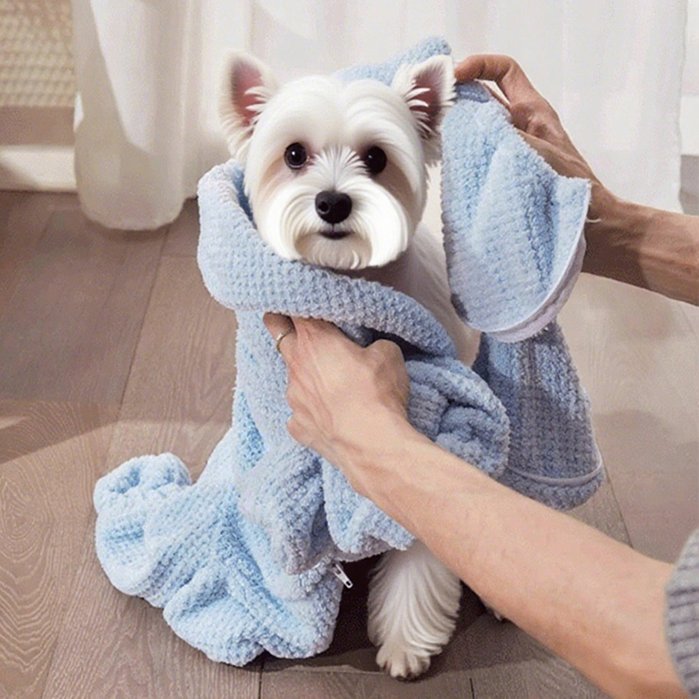 Super Absorbent Dog Bathrobe Towel Wrap with Foot Covers