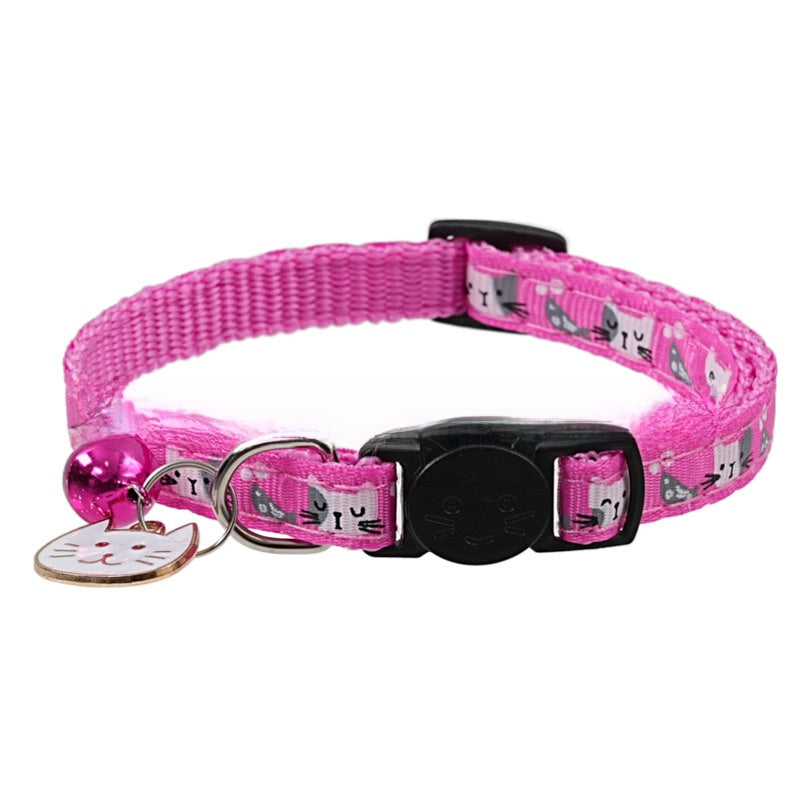 Adjustable cat collar with cute cat head charm and safety buckle, product image 9
