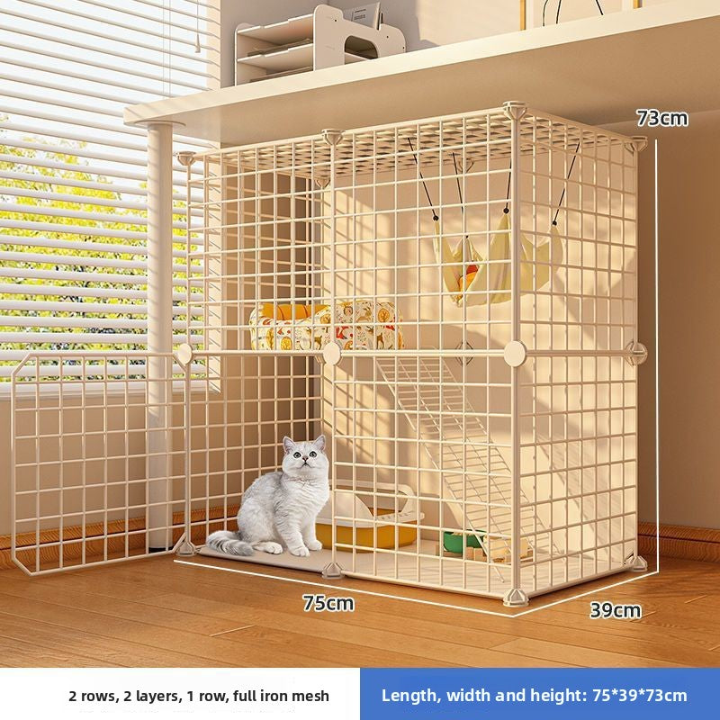 Indoor plastic cat cage with litter area and cat bed, view 56