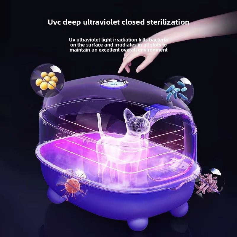 Enclosed Cat Litter Box with Scoop and UV Germicidal Lamp Option