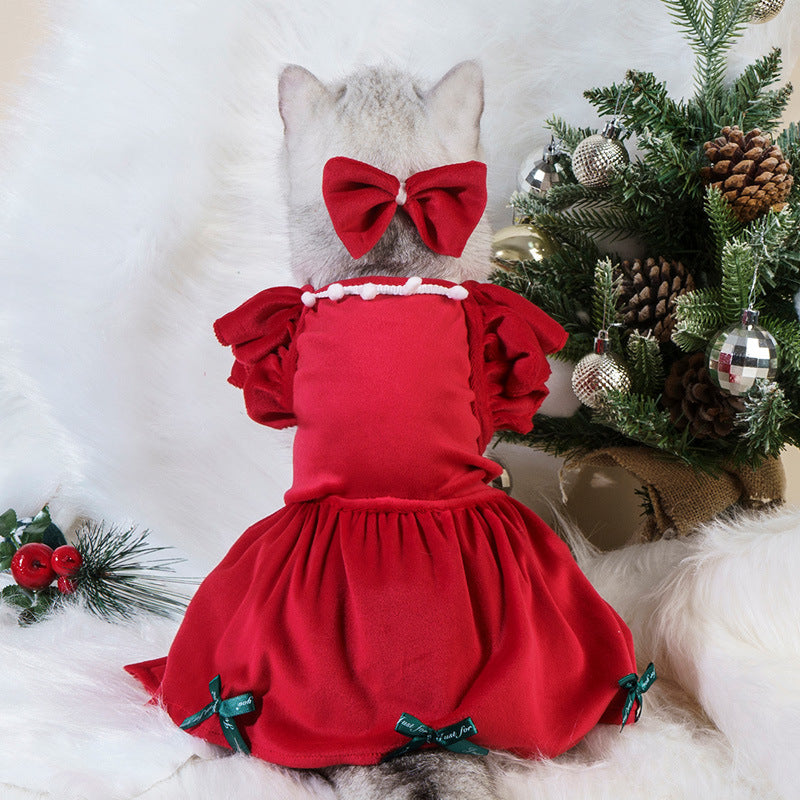 Halloween and Christmas pet dress for dogs and cats, front view