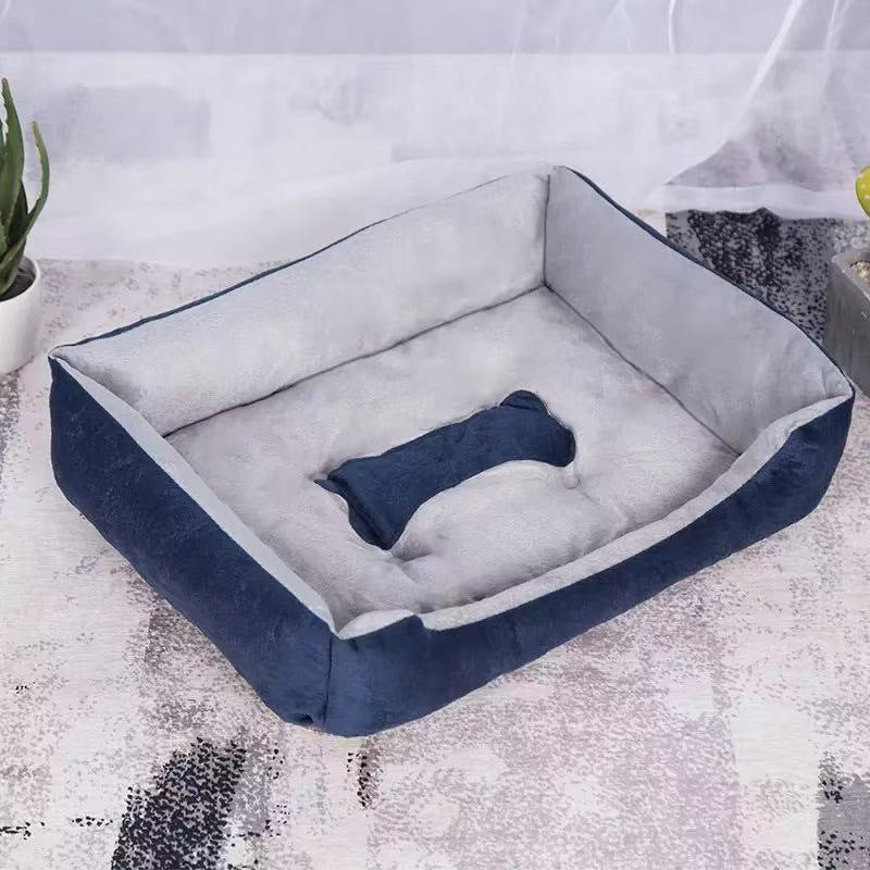 Semi-Enclosed Warm Pet Sleeping Bed with Thick Padding