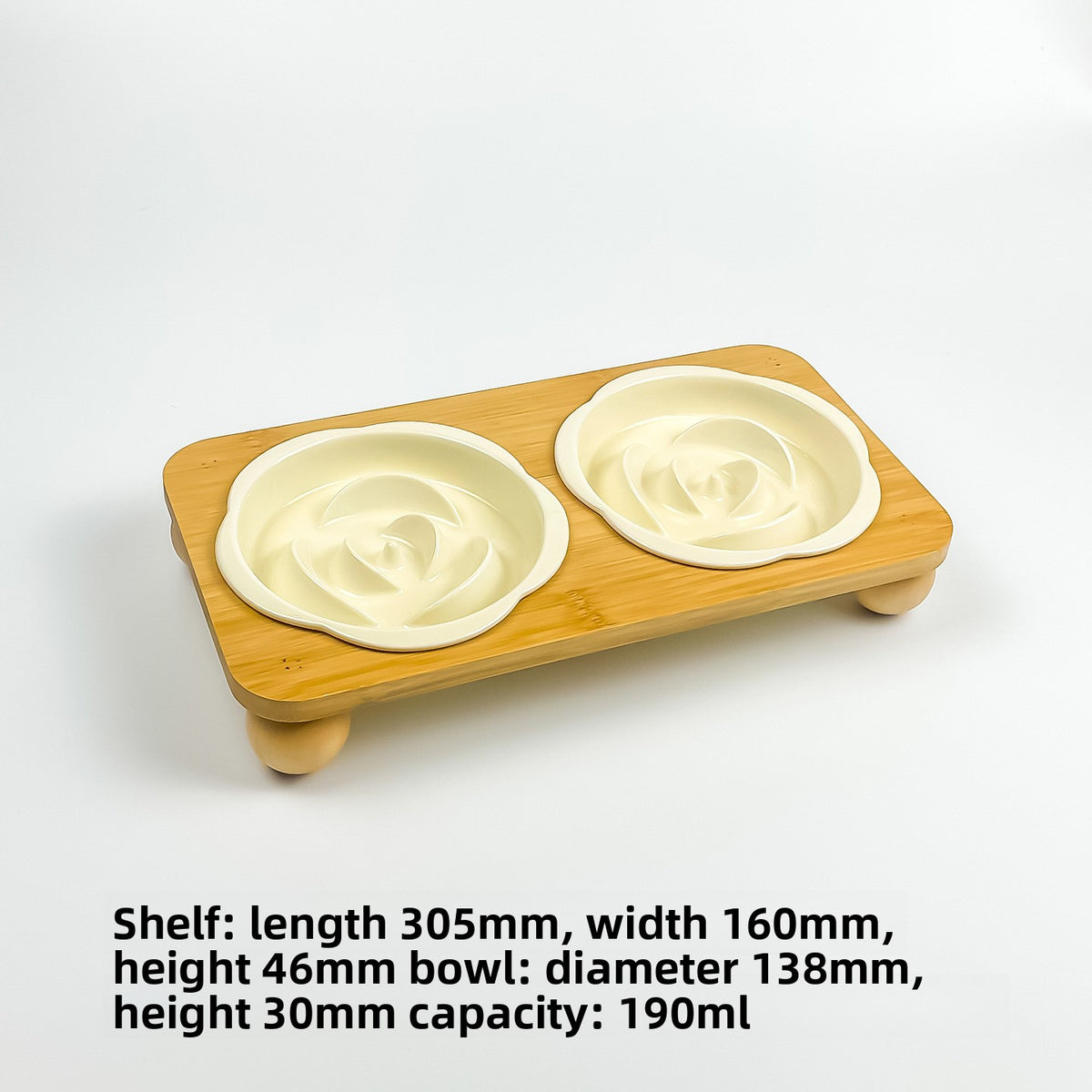 Slanted Ceramic Cat Bowl with Flower Design and Optional Stand for Neck Comfort