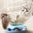 Clear capsule cat bed in transparent plastic with cream base, view 3