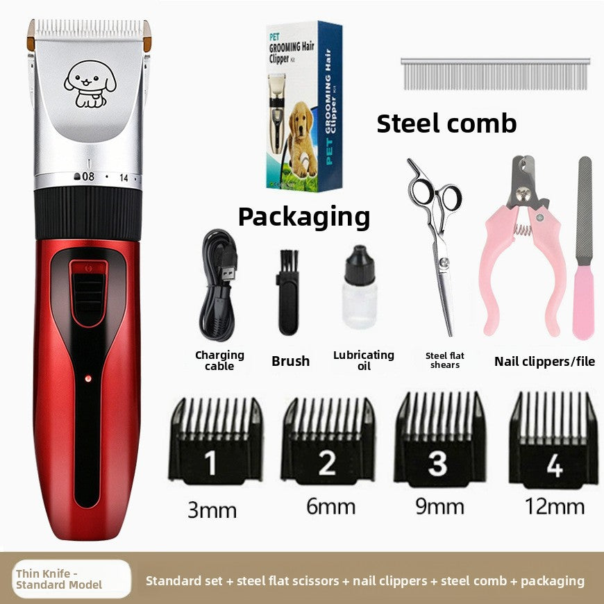 Cordless Pet Hair Trimmer, 6500 RPM with Comb and Scissor Options