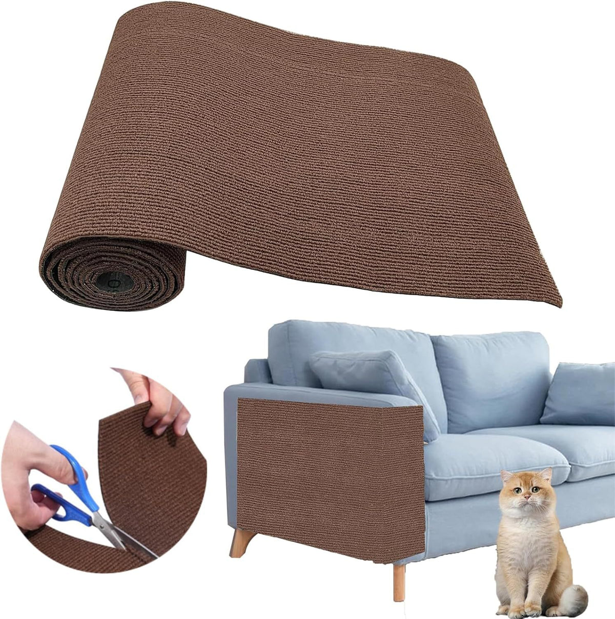 Light grey self-adhesive cat scratching mat for walls, photo 51