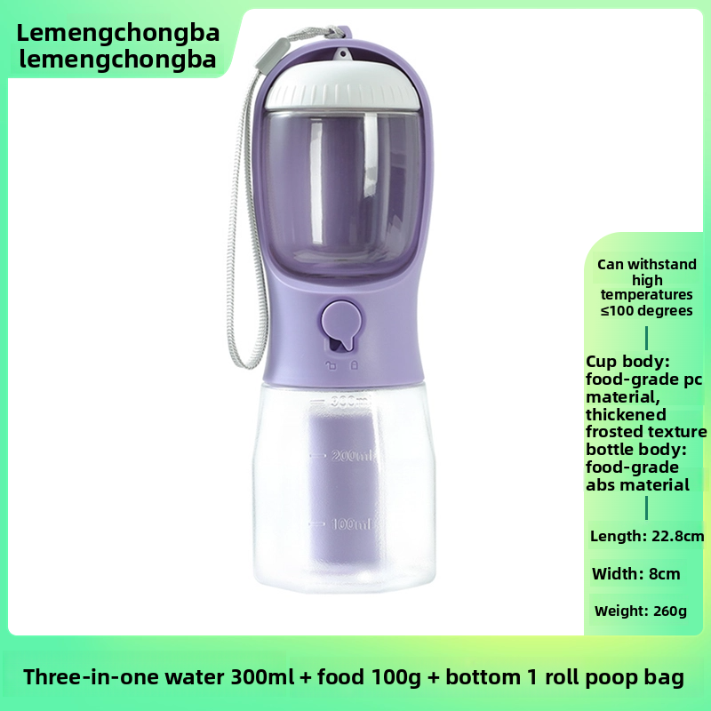 2-in-1 Portable Pet Water Bottle and Food Container for Walks, Leak-Proof Design