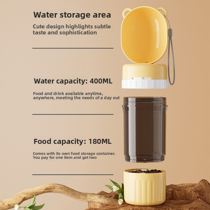 Portable Leakproof Dog Feeding Cup with Combined Water and Food Compartments