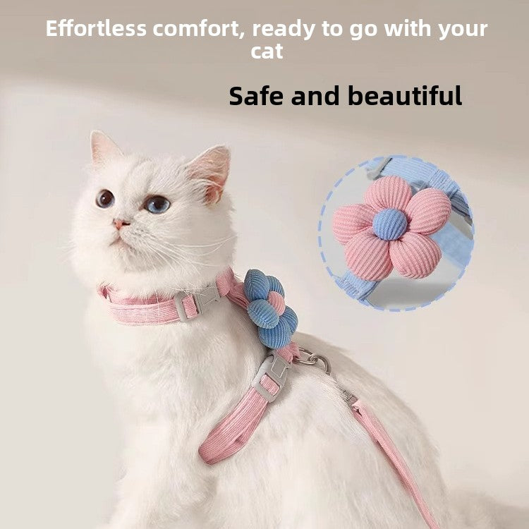 H shape cat harness and lead set with reflective details in blue, view 4