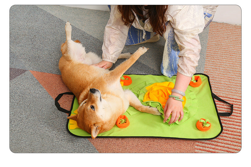 Blue dog snuffle mat with fleece strips for foraging, photo 8