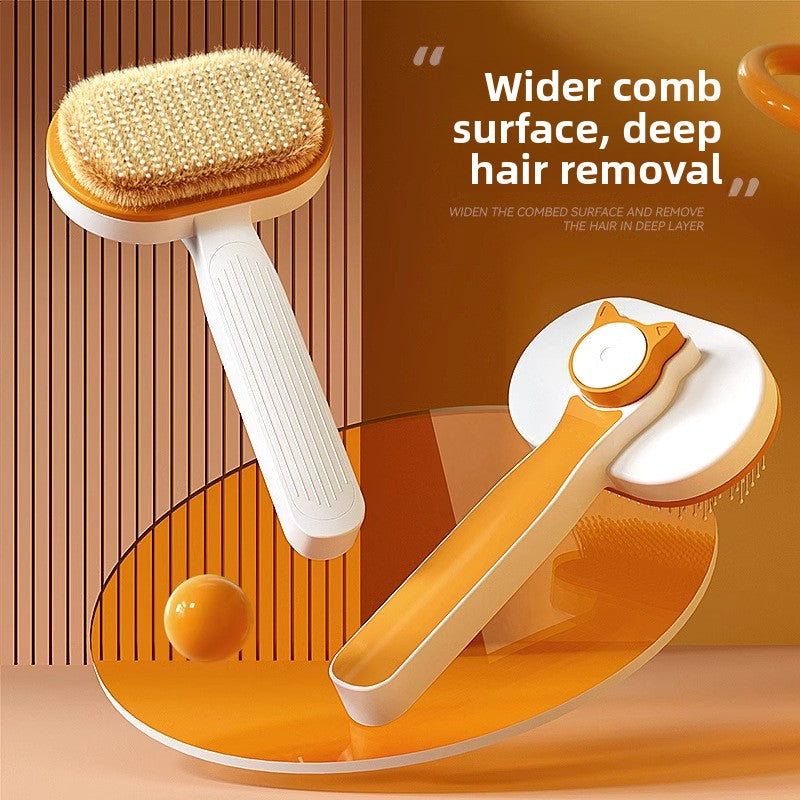 Oval Self-Cleaning Slicker Brush with One-Press Fur Release