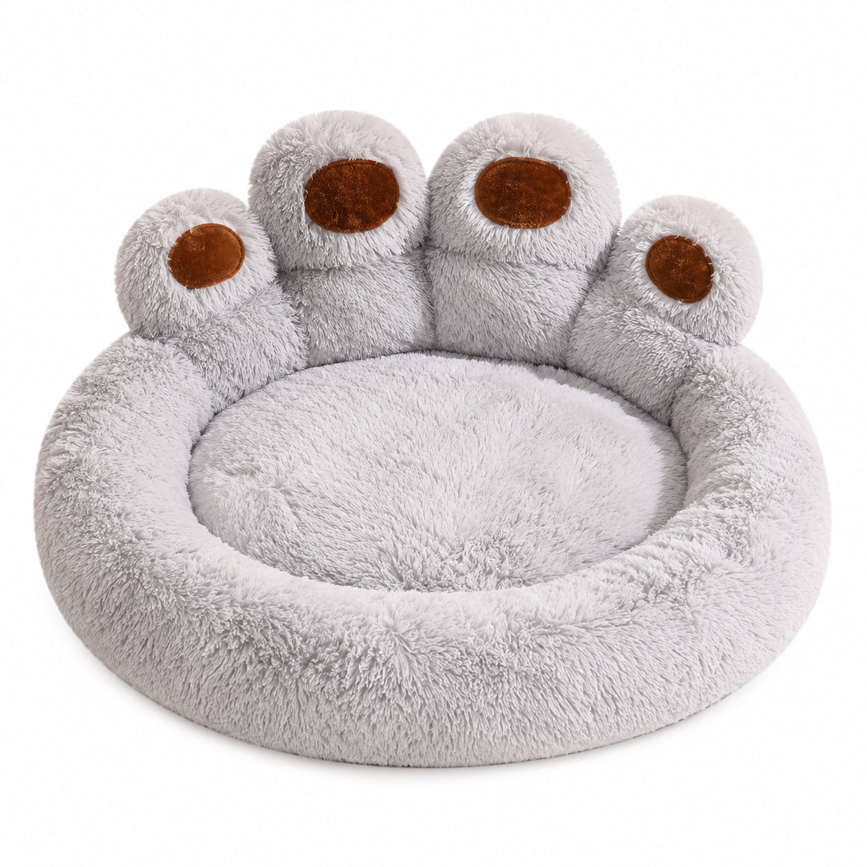 Plush Bear Paw Pet Bed, Large Cuddly Nest for Dogs and Cats