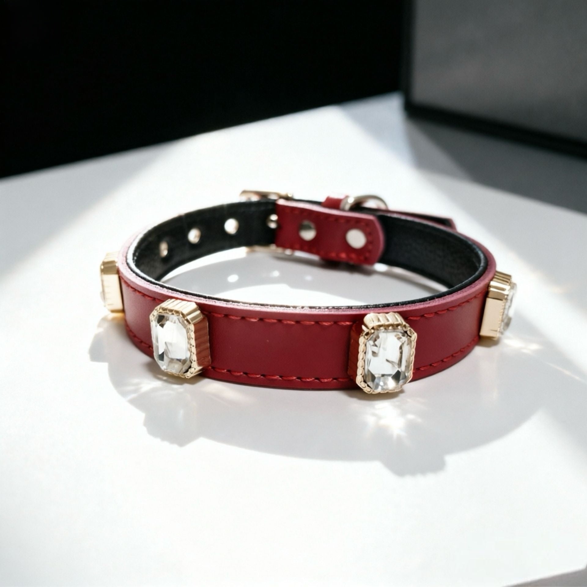 Cowhide leather dog collar with metal buckle, product image 2
