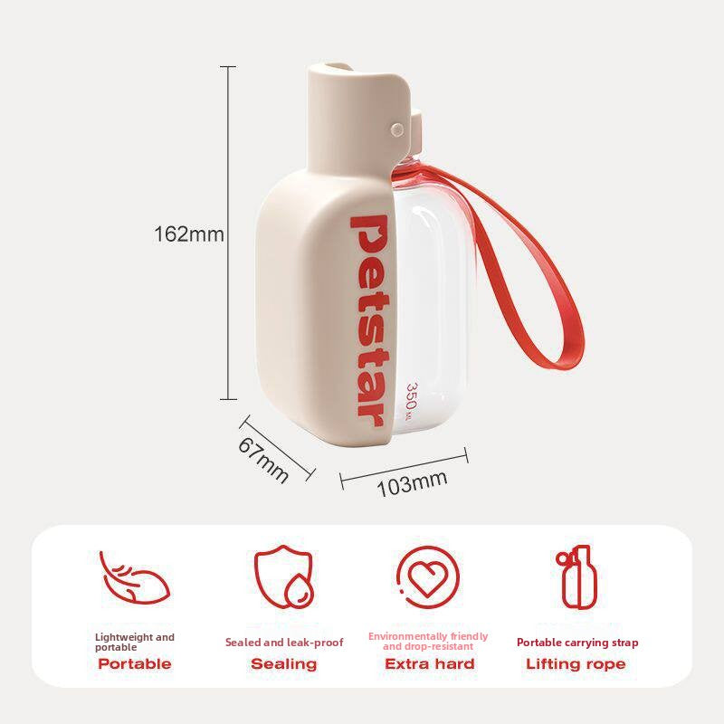 Portable Pet Water Dispenser Bottle in 350ml or 550ml with Leak-Proof One-Handed Press