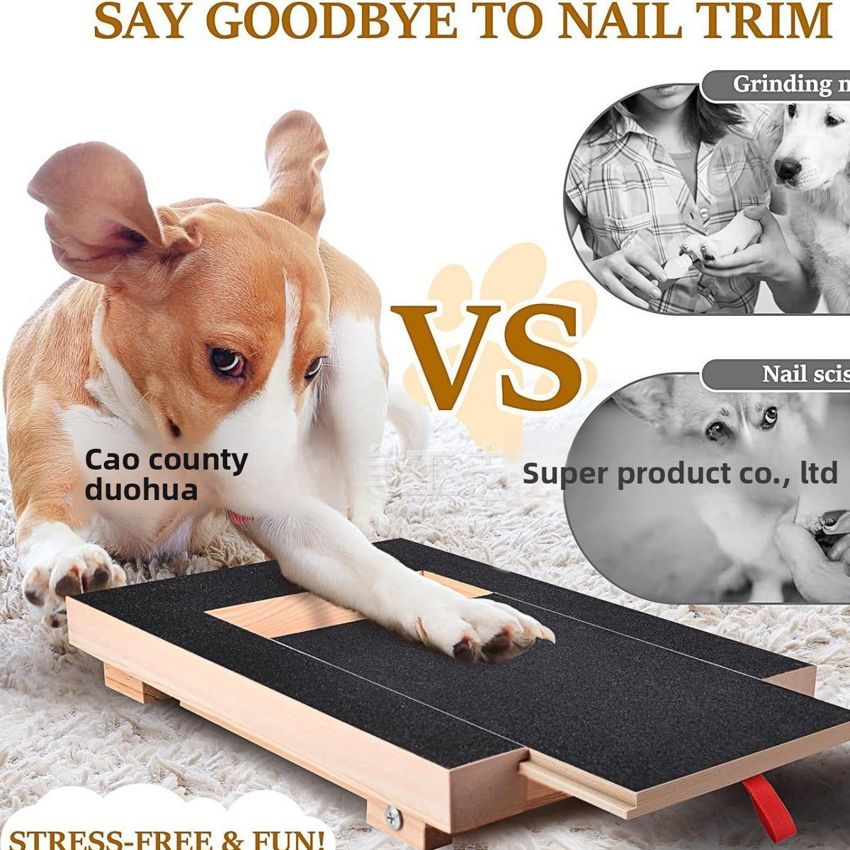 Dog scratching a nail filing pad to shorten nails