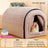 Grey enclosed pet house tent with door curtain, view 10